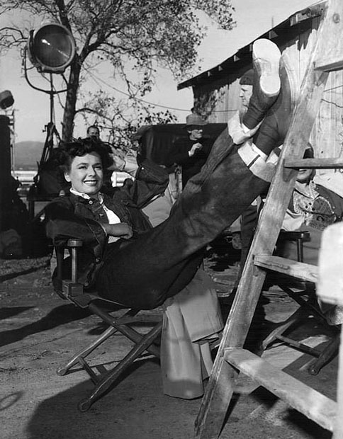 Ruth Roman relaxing on the set of Tomorrow is Another Day (1951)