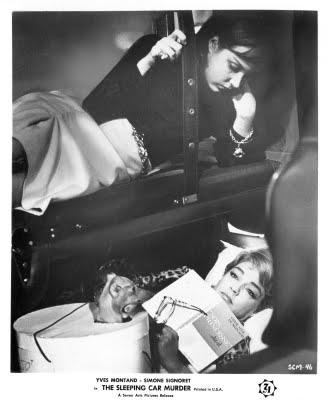 Simone Signoret (bottom) in The Sleeping Car Murders (1965)