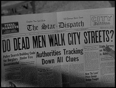 A typical newspaper headline from CREATURE WITH THE ATOM BRAIN (1955).