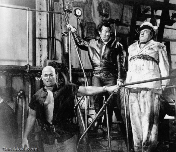 Orson Welles (far right) in Ferry to Hong Kong