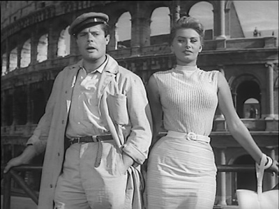 Marcello Mastroianni and Sophia Loren in TOO BAD SHE'S BAD, filmed on location in Rome