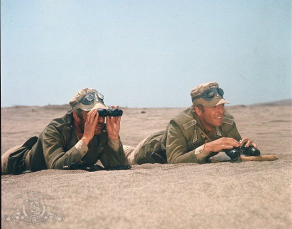 Nigel Davenport (with binoculars), Michael Caine in PLAY DIRTY (1969)