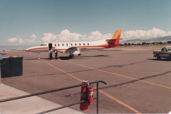 The shuttle plane that serves the area between Denver and Montrose, Colorado (photo by Jeff Stafford, 1981)