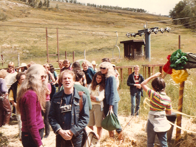 Susan Anspach (center, looking off to the left) and her daughter at the 8th Telluride Film Festival (1981, photo by Jeff Stafford)