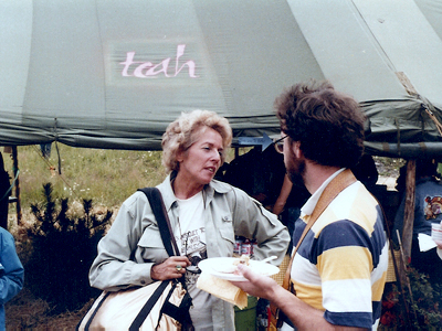 Director Nelly Kaplan at the Labor Day picnic for the 8th Telluride Film Festival. (1981, photo by Jeff Stafford)