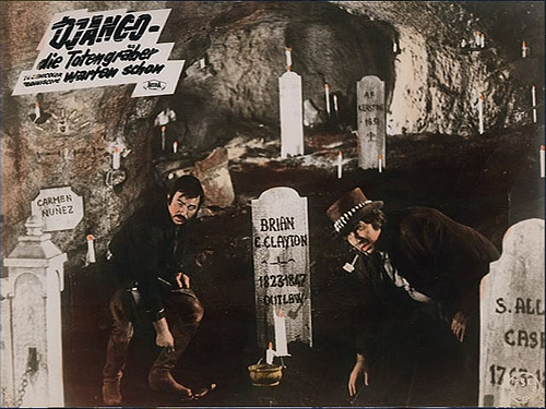 The underground cemetery in Johnny Hamlet (1968)