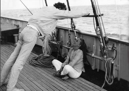 Director Tony Richardson and Jeanne Moreau on the set of The Sailor from Gibraltar (1967)