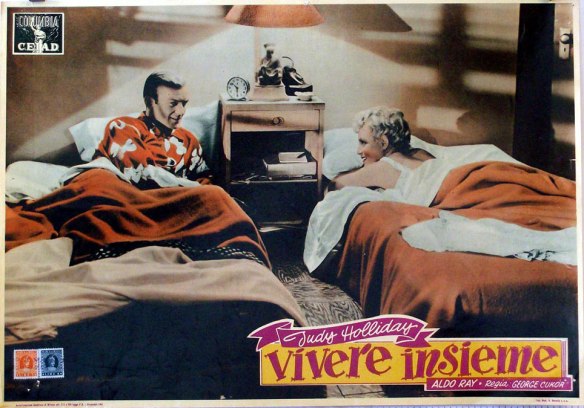 An Italian lobby card in color of the black and white George Cukor film, The Marrying Kind (1952)