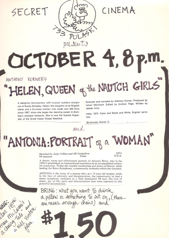 Secret Cinema program Oct. 4 1980