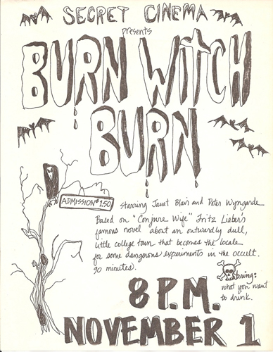 Secret Cinema program Nov. 1980