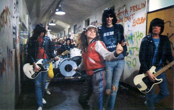 P.J. Soles (center) and The Ramones in Rock 'n' Roll High School (1979)