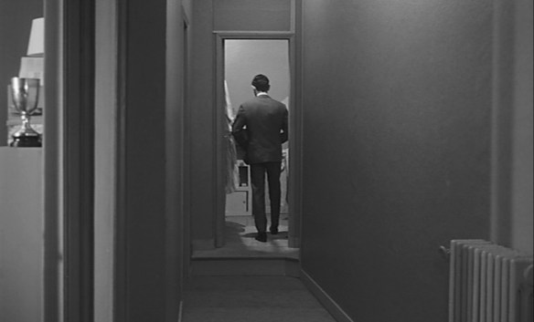 jacques (Charles Denner) imagines the world as a long empty corridor with closed doors in Life Upside Down (1964).