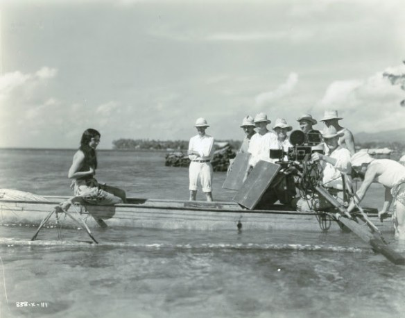 Raquel Torres on the set of White Shadows in the South Seas (1928)