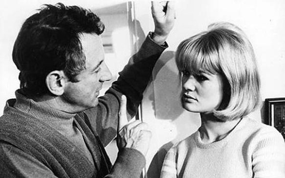 Director Clive Donner with Judy Geeson on the set of Here We Go Round the Mulberry Bush (1967)