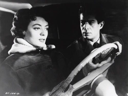 Maggie Smith and George Nader in the film noir, Nowhere to Go (1958)