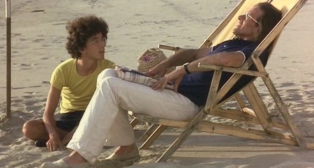 A father (Francois Simon, right) and son (Giovanni Rosselli) realize that their beach resort vacation is a bad idea in Corpo d'amore (1972).