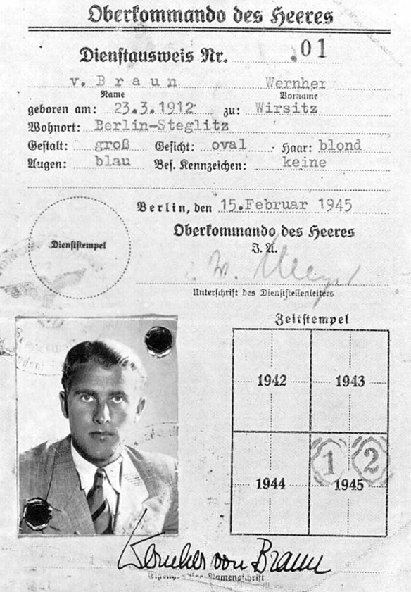 The real Wernher von Braun's identification card
