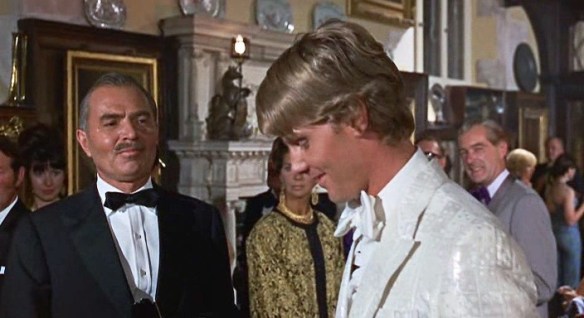James Mason (left) and James Fox (center) star in the 1968 pop art heist happening, Duffy.