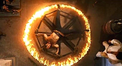 Philippe Leroy is subjected to the ring of fire in Yankee (1966), directed by Tinto Brass.