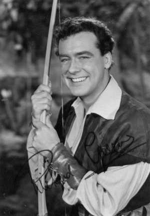 Actor Richard Greene as a Sherwood Forest legend in the 1955 TV series, The Adventures of Robin Hood.