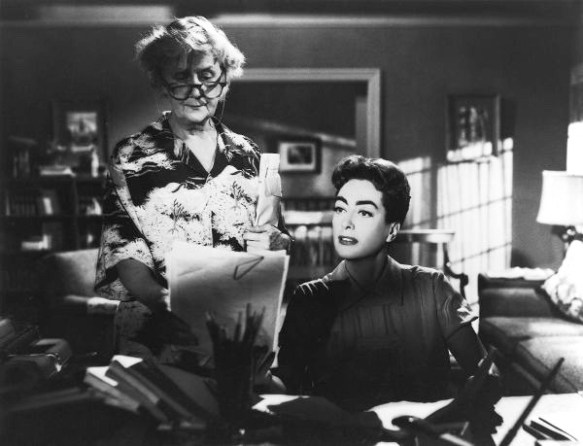 Ruth Donnelly (left) and Joan Crawford are featured in a scene from Robert Aldrich's psychological soap opera, Autumn Leaves (1956).